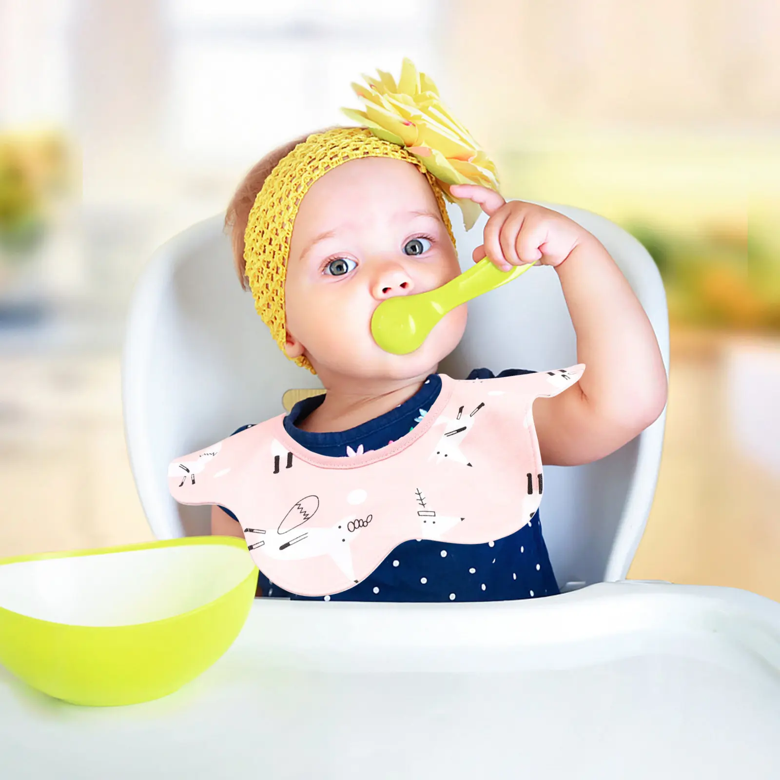3Pcs 360 Degree Rotate Baby Drooling Bibs Cotton Infant Feeding Saliva Towels Soft Breathable Unisex Newborn Toddler