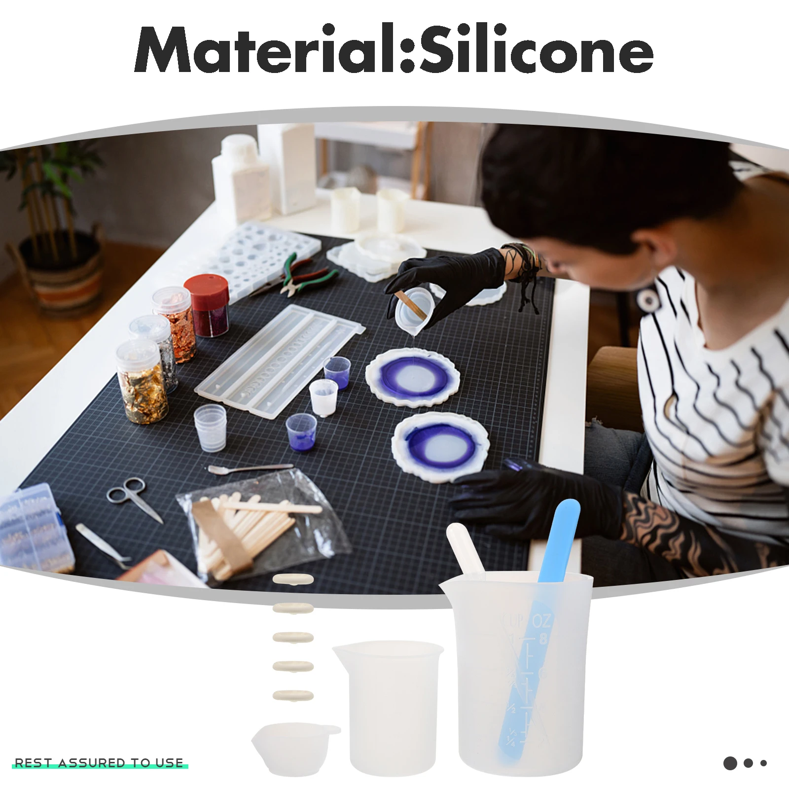 

1 set Silicone Resin Mixing Cups Measuring Tools for DIY Epoxy Jewelry Making Supplies Small Dispensing Cups Stirring Rods
