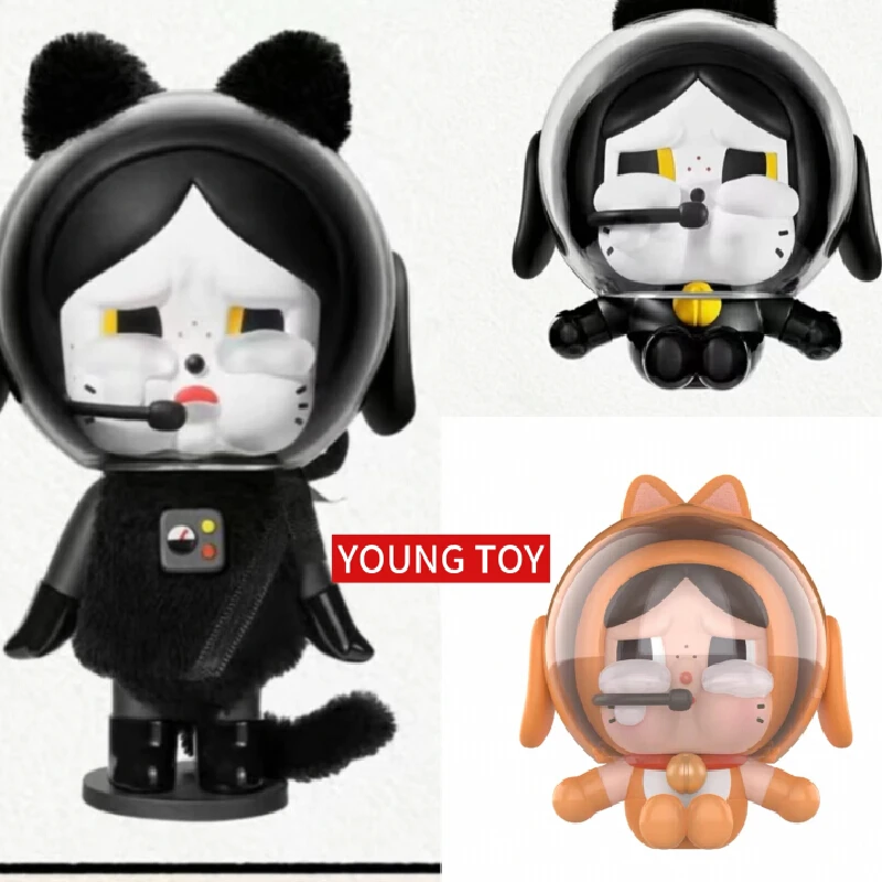 

Official Authentic Pop Mart Crybaby Orange Space Astronaut Cat Figurine Trendy Collectible Toy Desktop Decoration Mystery Box