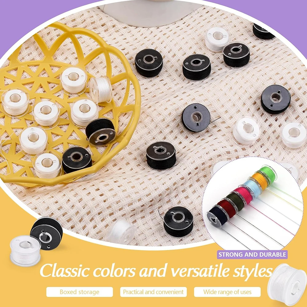 30 قطعة بكرات التطريز الأبيض موضوع البوليستر بكرات مسبقة الجرح البكر المواضيع DIY بها بنفسك التطريز وآلات الخياطة #3