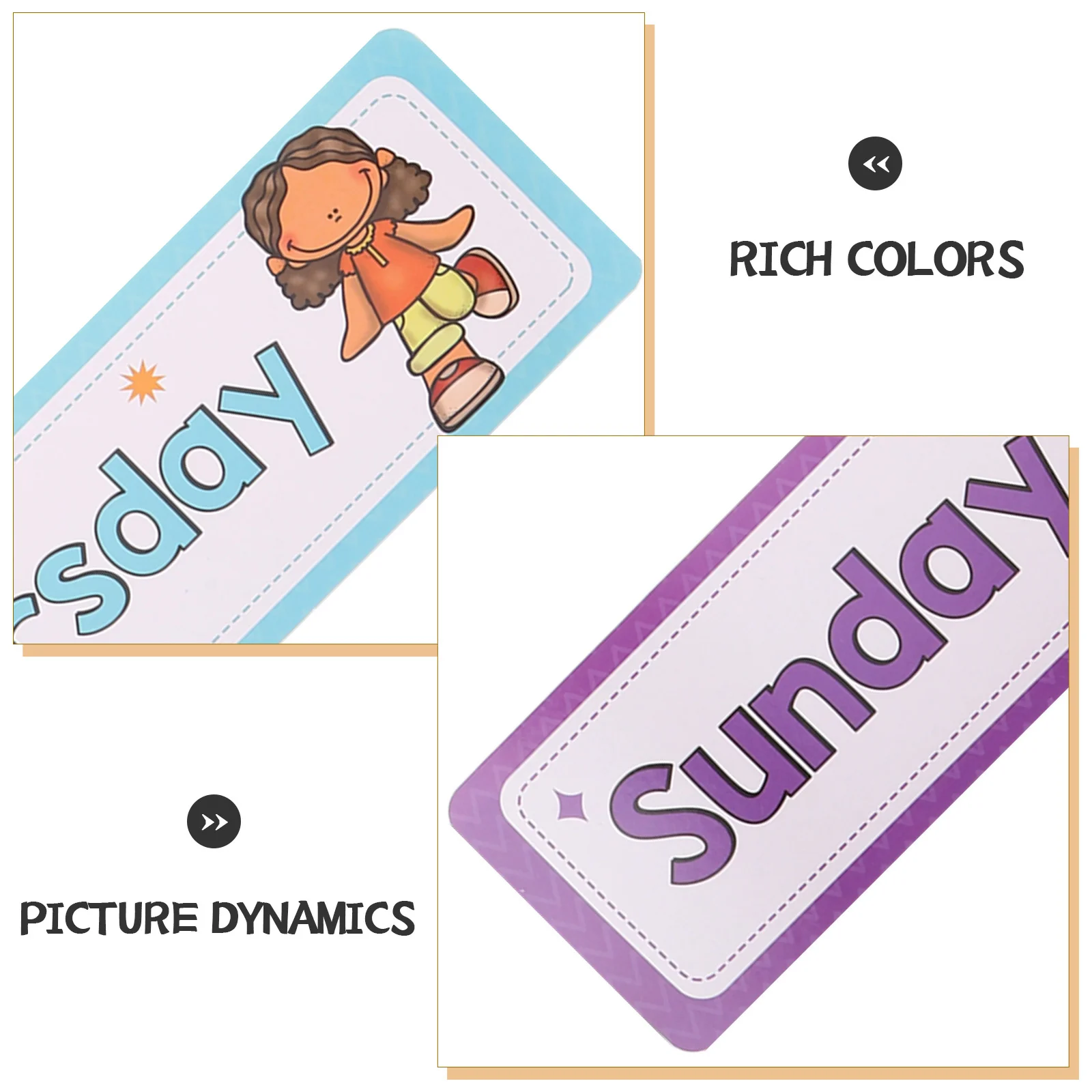 8 stuks Kids Peuter Flash-kaarten Opvallende cartoons Handige draagbaarheid Vroeg Engels onderwijs Huishoudelijk leren