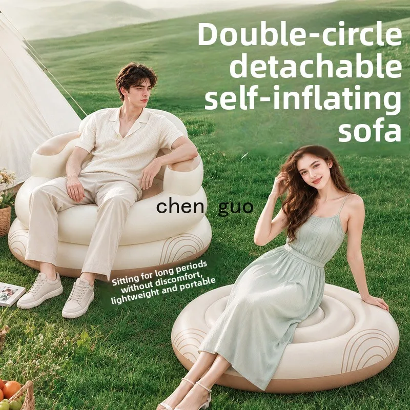 Cross-border outdoor camping inflatable sofa heightened backrest removable thickened home lazy inflatable sofa bed wholesale