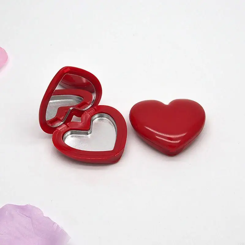 U0DE 1 pièces bricolage boîte fard à paupières vide Mini coeur forme miroir rouge à lèvres conteneur cas