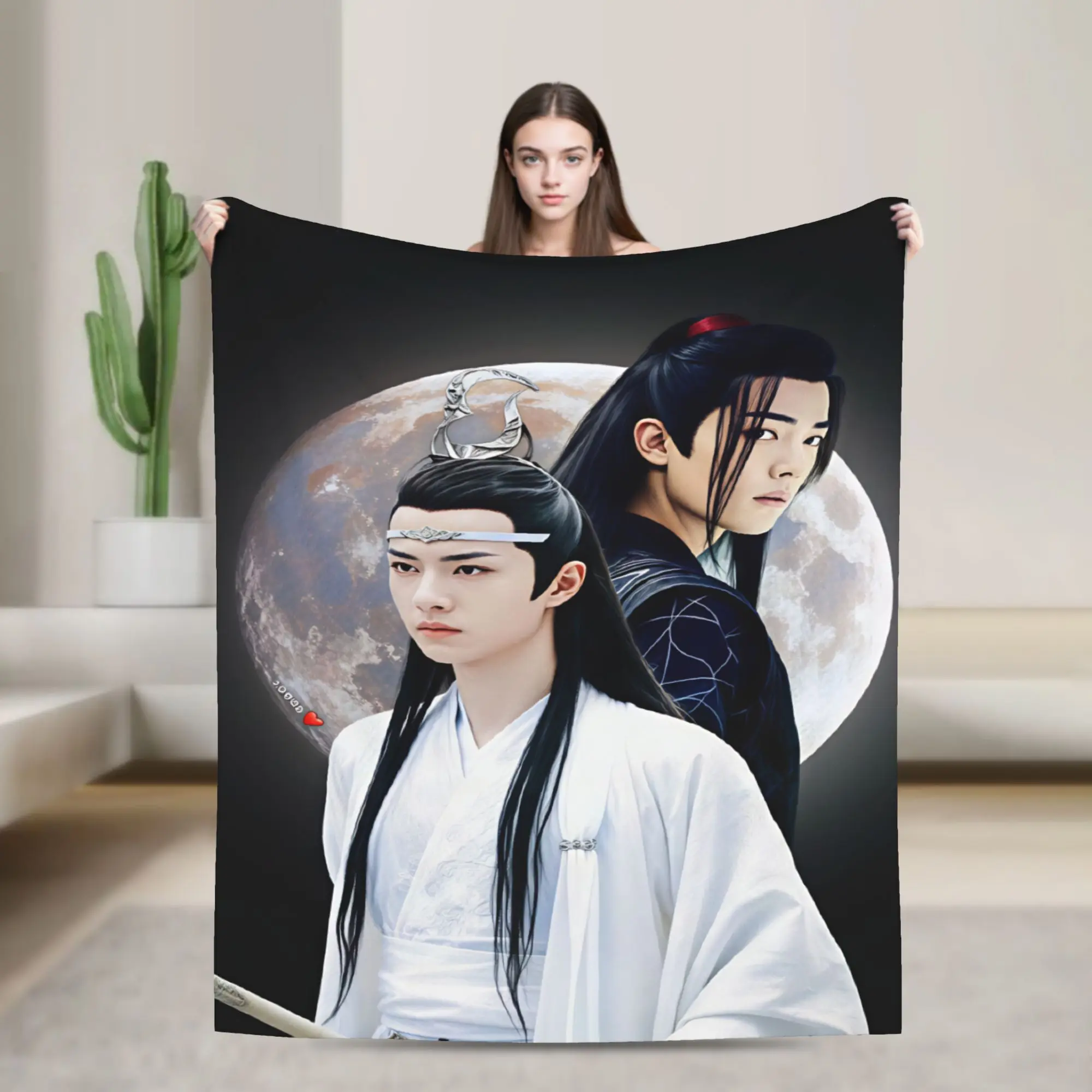 WangXian Bunny Mo Dao Zu Shi The Untamed Flannel Blanket Warm Throw Blanket for Bedroom Decorative Bedspread Sofa Bed Cover