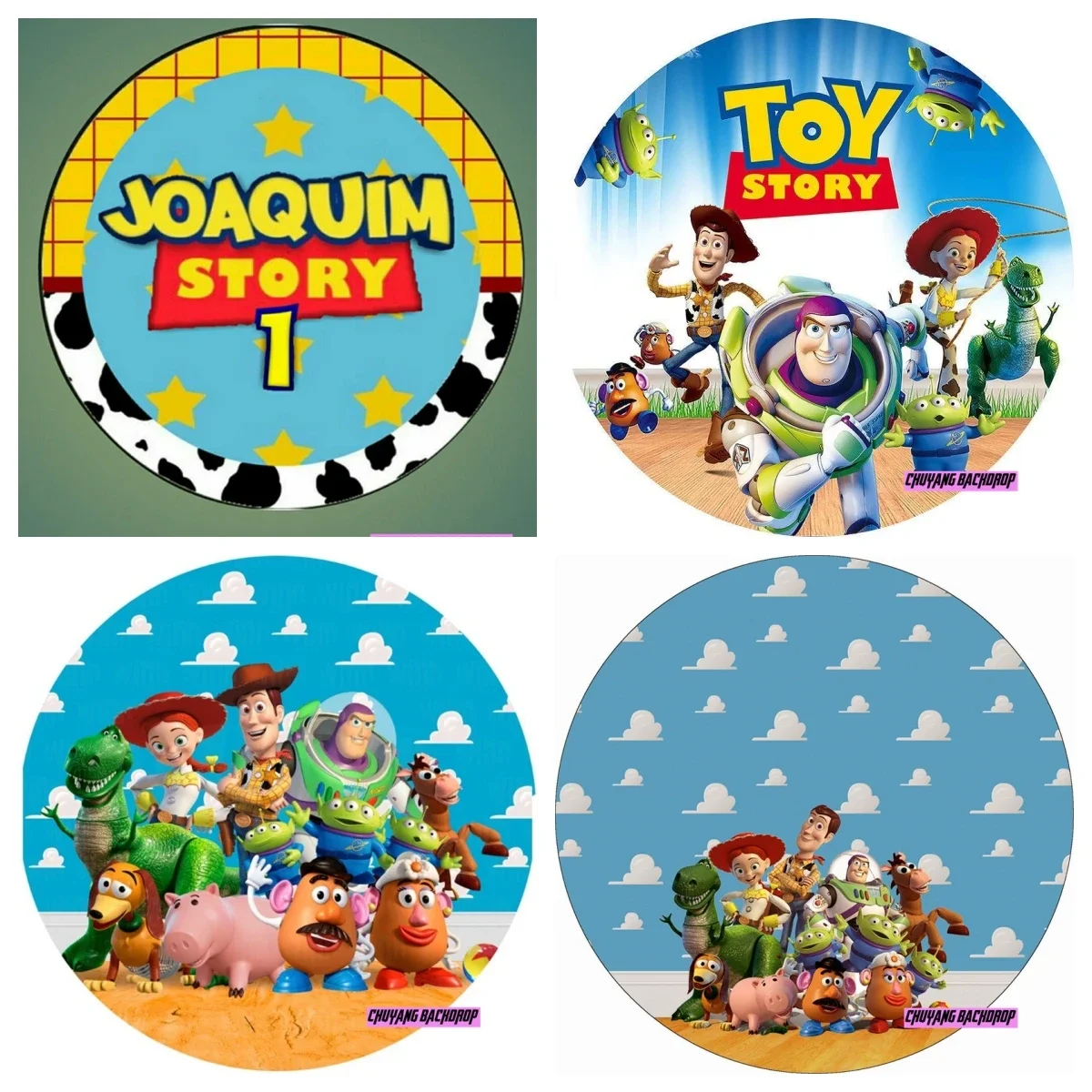 Toy Story Woody Jessie Round Circle Backdrop Cover Carriage Girls Baby Shower Birthday Party Background Plinth Covers Supply