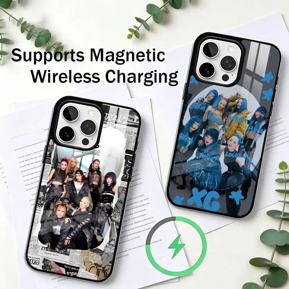 XG Girls Idol Lovely Band Kpop Phone Case For iPhone17,16,15,14,13,12,11 Plus,Pro Supports Magnetic Wireless Charging