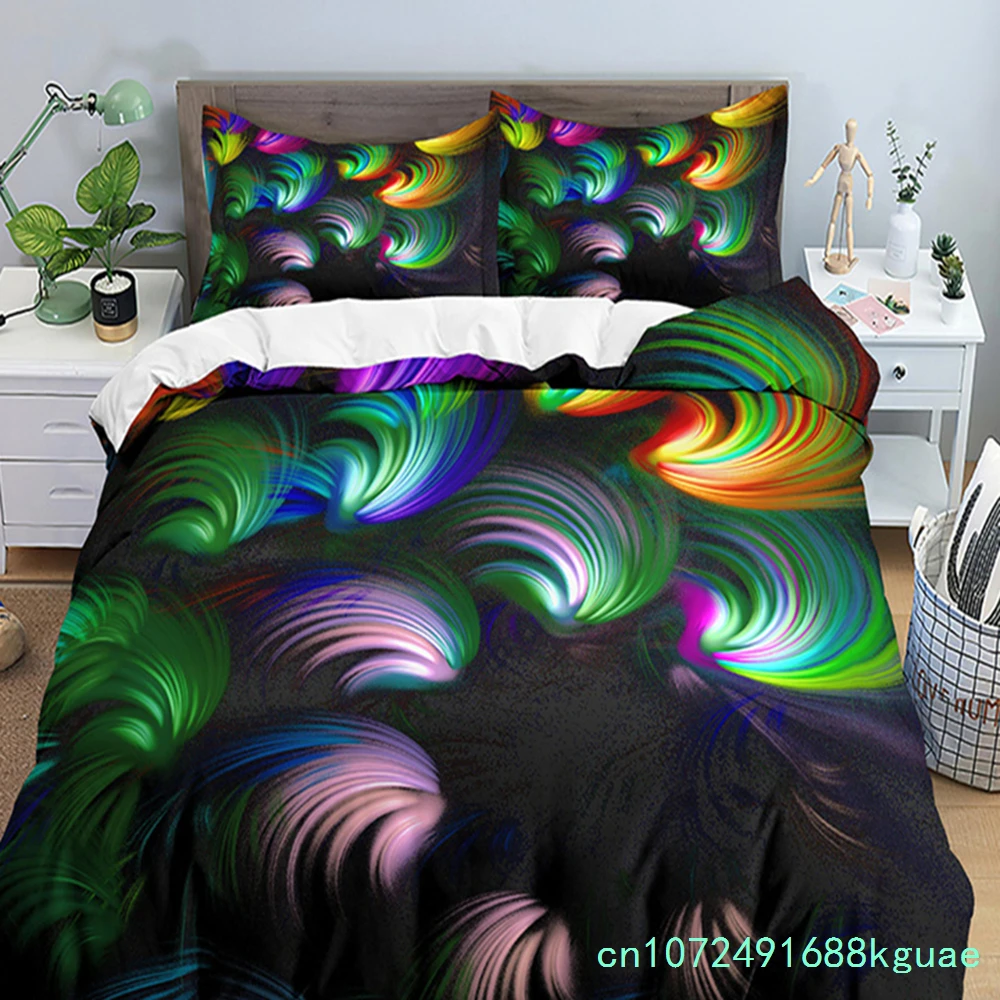 Psychedelic Spiral Swirl Bedding Set Abstract Art Duvet Cover Microfiber Boho Hippie Comforter Cover Full Queen For Kids Adults