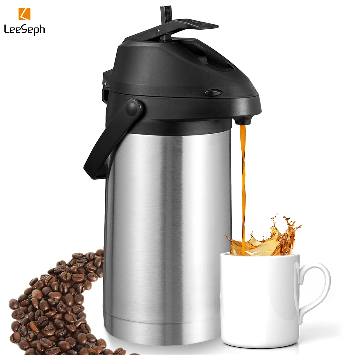 

Leeseph 1,9/4 л Airpot Диспенсер для кофе Термальный с насосом, изолированный кофейник Airpot из нержавеющей стали для горячей/холодной воды