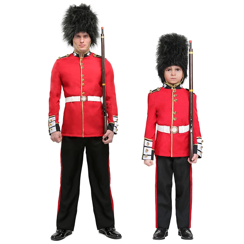 عائلة الأولاد لعبة الجندي هالوين فستان بتصميم حالم الزي العسكري الأحمر تأثيري الرجال زي الحرس الملكي