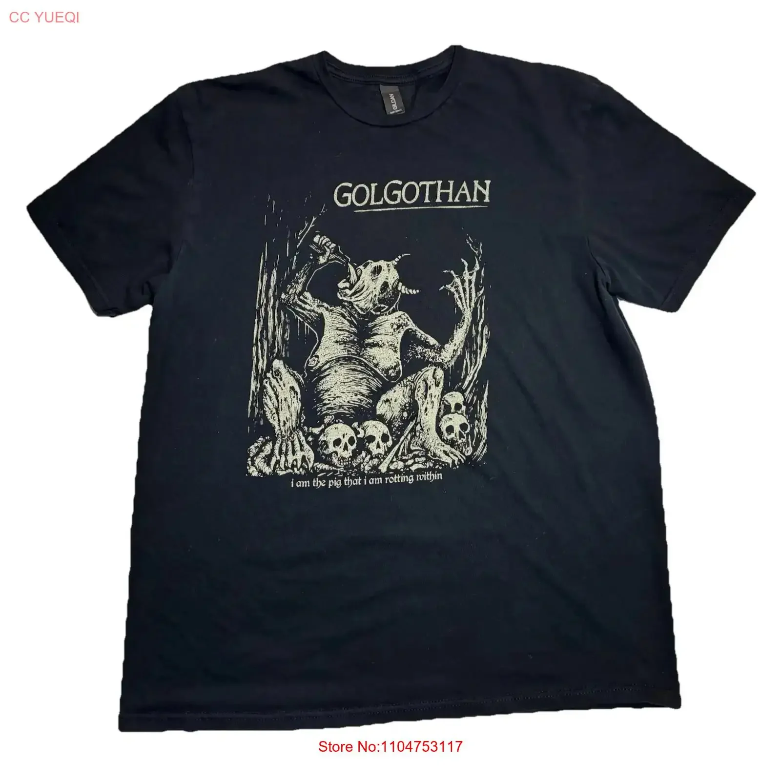 Golgothan Death Metal Band T Shirt Mens L Sh Demon I Am Pig Rotting Within vintage Washed Top For Everyday Wear streetwear