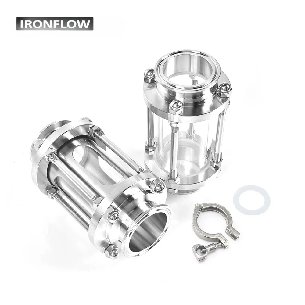 Tri Clamp Clover Sanitay Flow Sight Glass Diopter Fit Pipe OD SUS 304 Stainless Steel Fitting Homebrew Ferrule 50.5/Ferrule 64mm