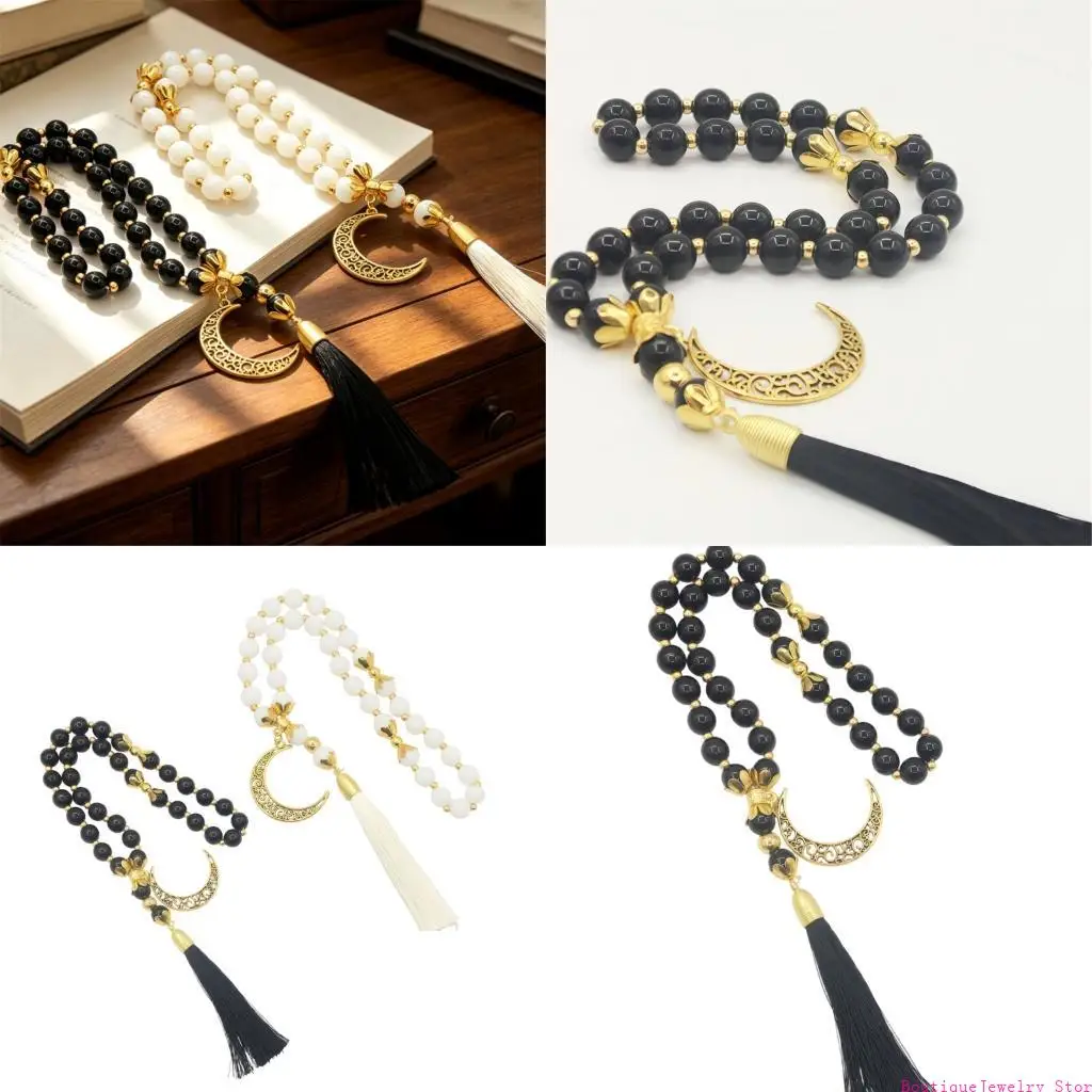 E1PE Polished 10 mm Crystal Bead Strand with Charm, 33 Bead Meditation Accessory for Prayer Counting Use Daily