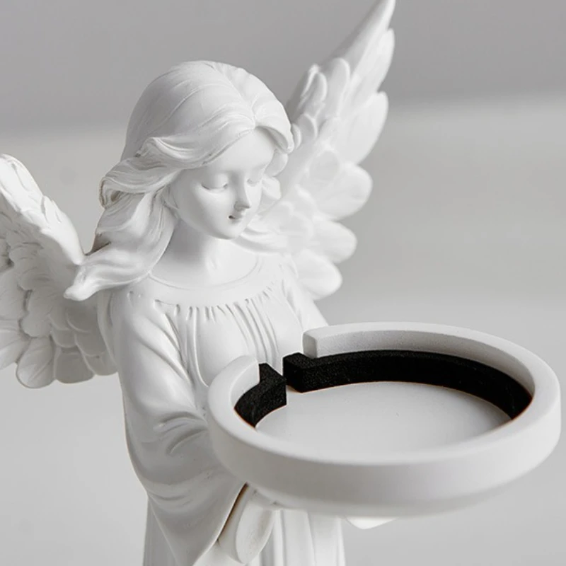حامل ساعة Angel من الراتنج الإبداعي من Nordic، زخرفة تزيين سطح المكتب لمكتب البهو، مناسبة لهاتف Huawei iPhone، ديكور المنزل
