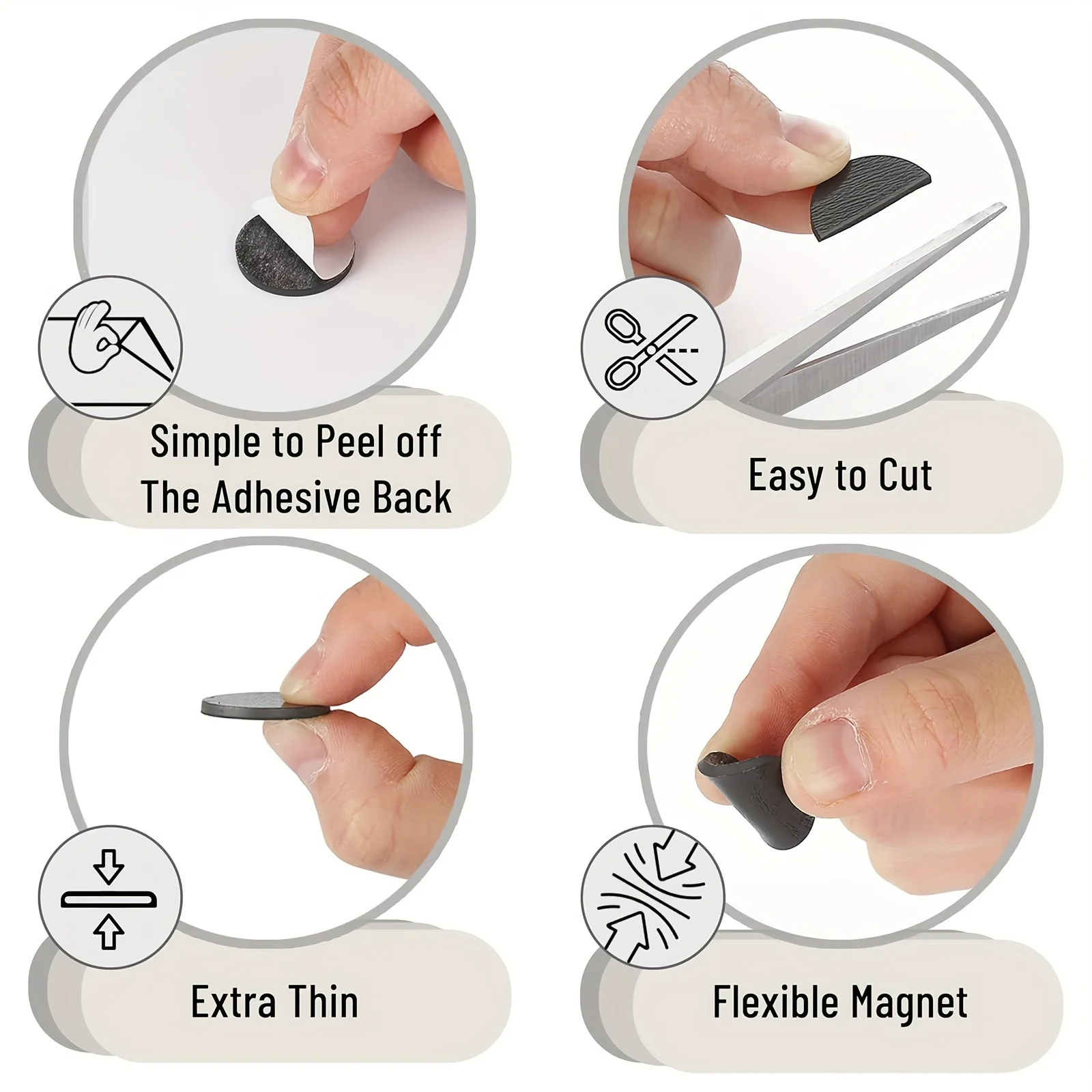 (0.8 بوصة × 0.8 بوصة / 2 × 2 سم) - نقاط مغناطيسية ذاتية اللصق - مغناطيس دائري مرن قابل للتقشير والعصا للحرف اليدوية والفصول الدراسية