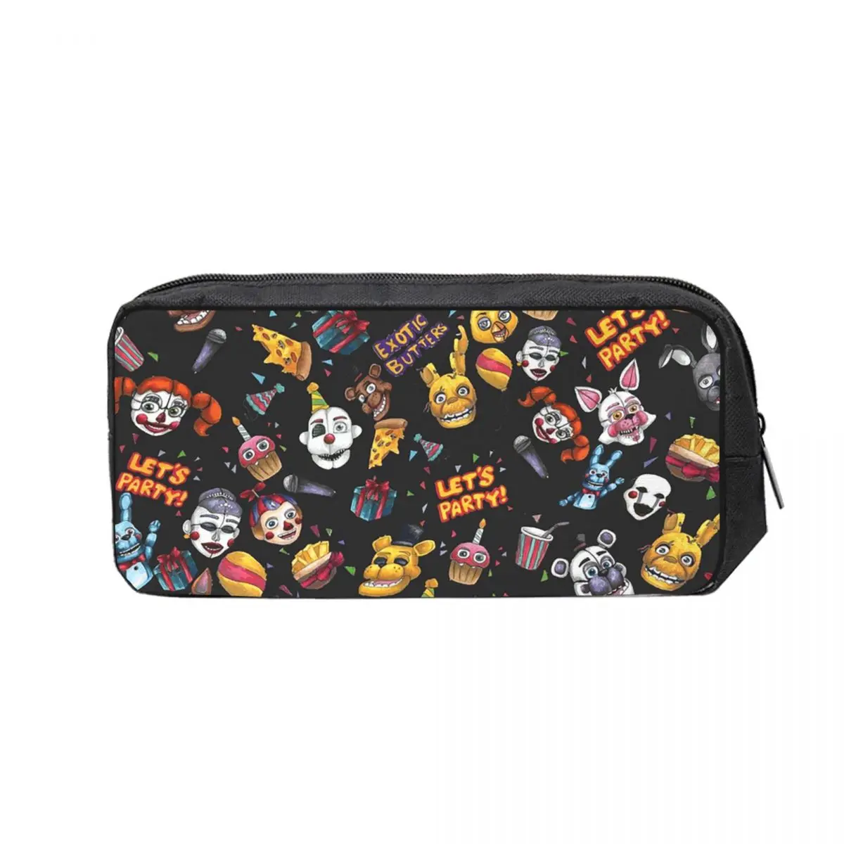 

Fnaf Let's Party Black Pencil Cases for Students Gifts Pen Box Pencil Bag Large Storage Pencil Pouch Storage Stationery Supplies