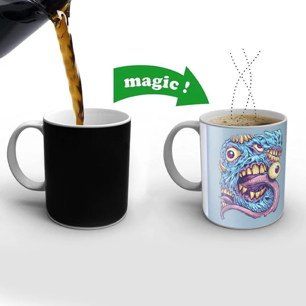 

Eyeballs and Teeth Creativity Change Color Chang mug Ceramic mug Hot Coffee Cup Breakfast Cup Mug Friend Gift