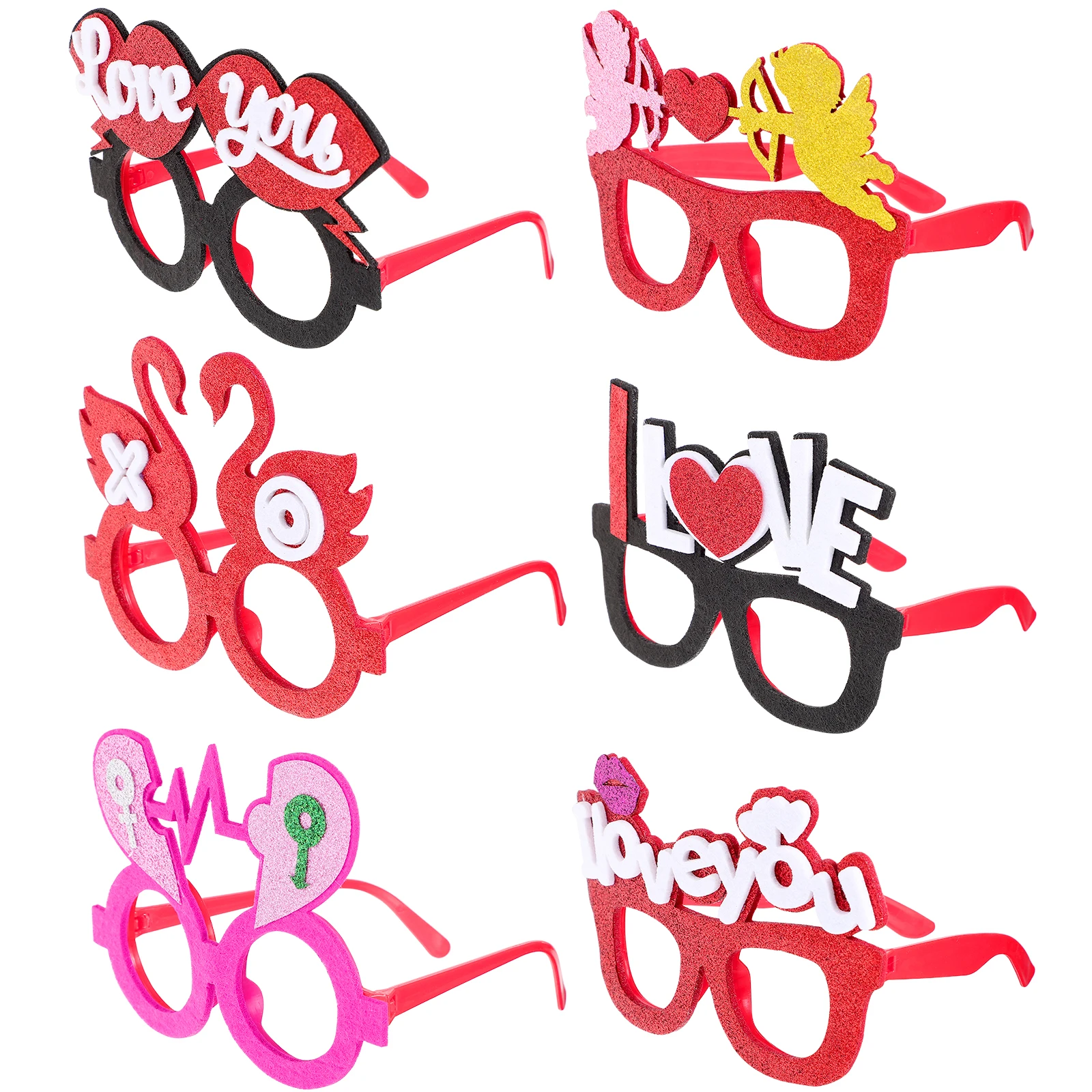 

6 Pcs Heart Shaped Glasses Valentine Day Eyewear Women Party Prop Plastic Sunglasses Wedding Photo Accessories Valentines Day