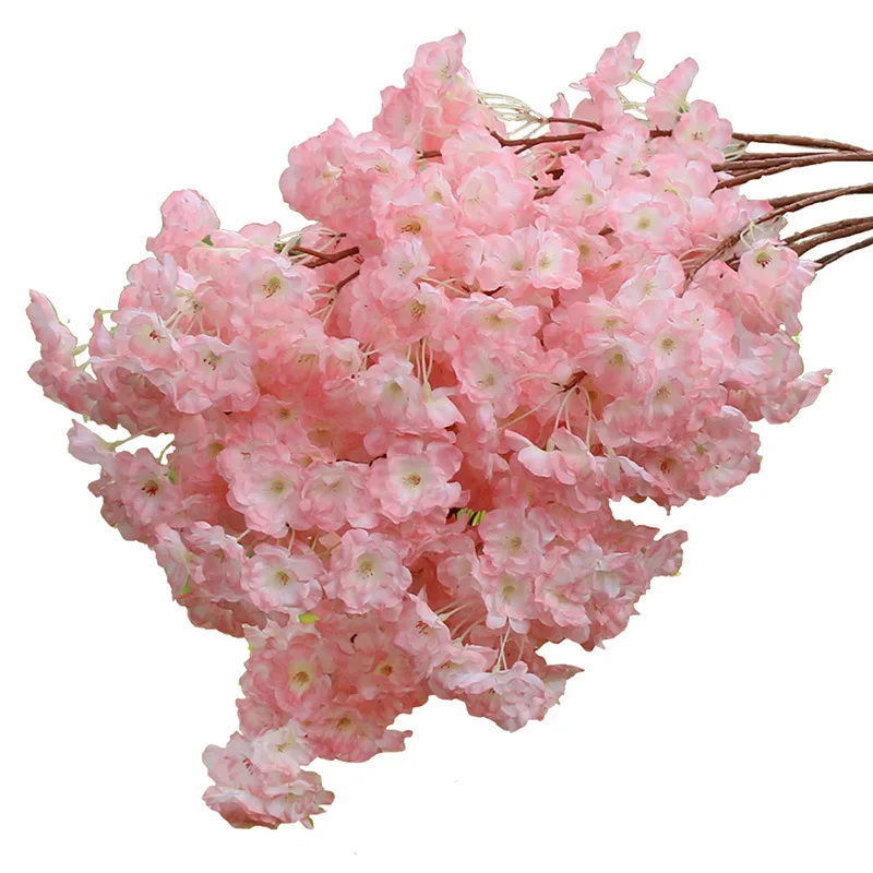 10/20pc Artificial Cherry Blossom Pink White Cherry Tree Silk Flower Spring Cherry DIY Bonsai Arch Wedding Props Home Decoration