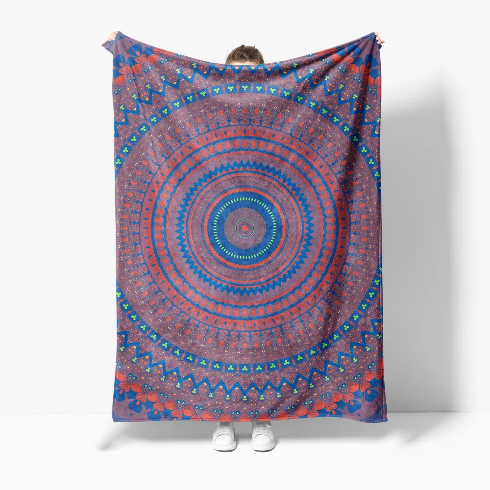 

Bohemian Psychedelic Tribal Mandala Print Blanket Bedspread Sofa Cover Decorative Throw Rug