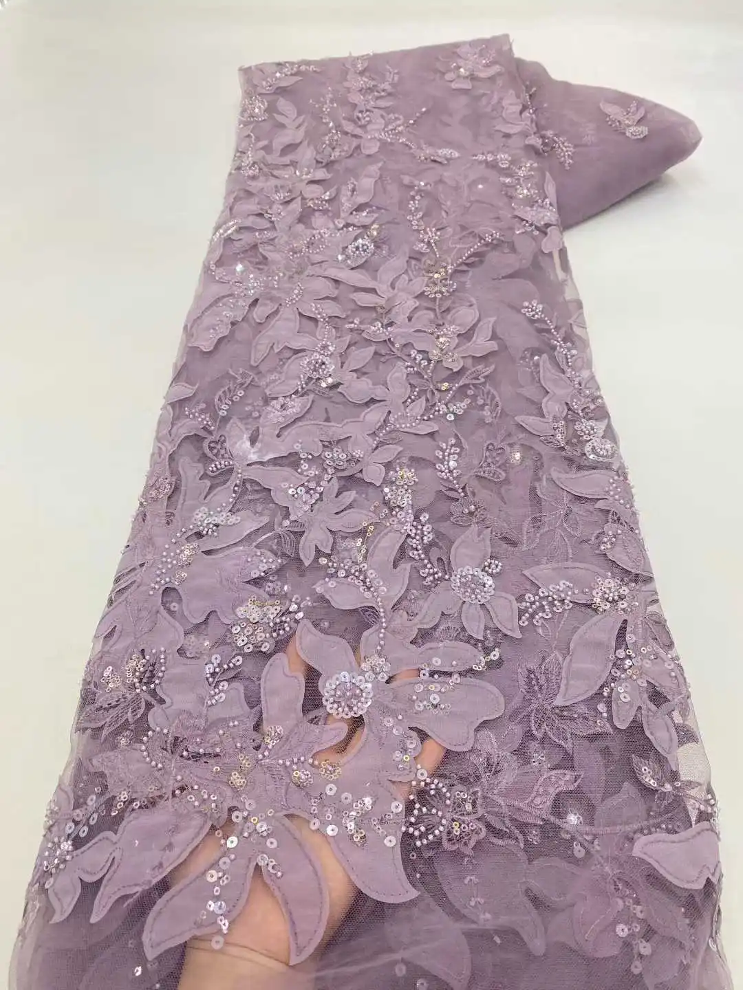 قماش دانتيل ترتر أفريقي مطرز تول فرنسي 5 ياردات تطريز نيجيري أنيق للنساء لحفلات الزفاف #3