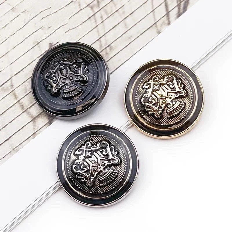 European Retro Crown Clothing Buttons, Black Metal Jacket Buttons, Sewing Fashion Coat Buttons, 15mm, 20mm, 25mm, 10Pcs Lot