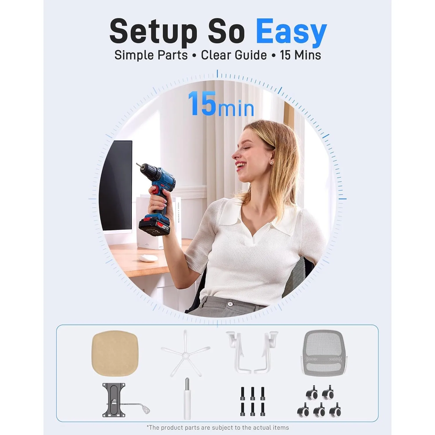 كرسي مكتب شبكي مريح، أذرع قابلة للطي، مسند ظهر شبكي مسامي ووسادة مقعد سميكة، دوارة وتدحرج #5