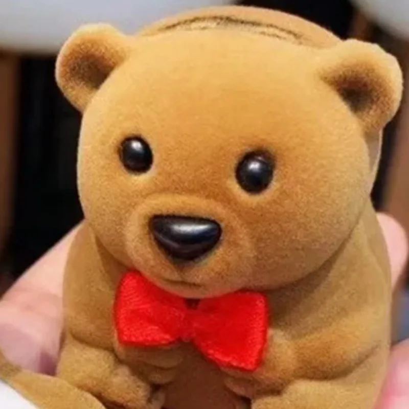 

Милый медведь флокированная шкатулка для драгоценностей ожерелье кольцо подарочная коробка DIY креативный чехол для колец новый