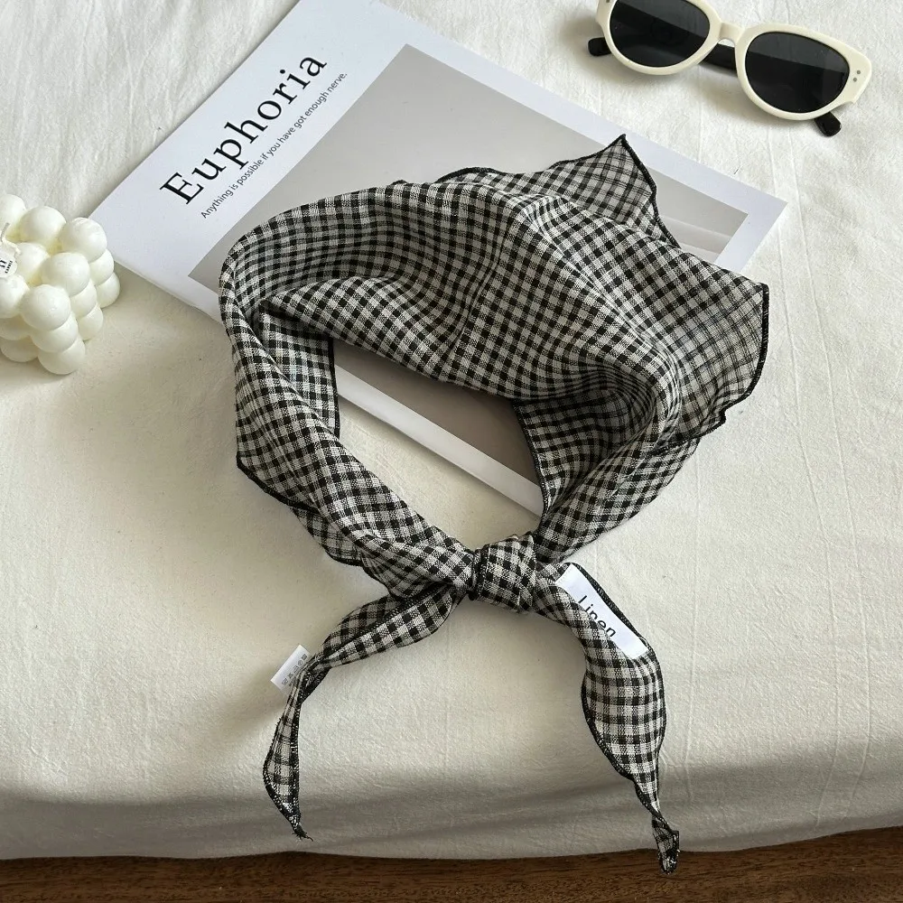 

Vintage Solid Color Linen Scarf Thin Fabric Comfortable Feel Triangle Scarf Breathable Triangular Binder Neck Protection