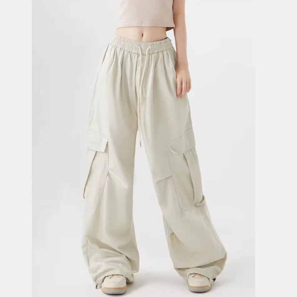 Fleece army green overalls men and women babes loose wide legs straight casual dancing pants winter