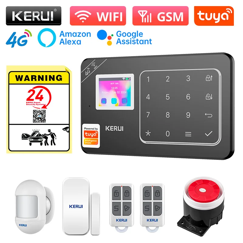 

KERUI W184 Anti-theft Alarm 4G+WiFi Home Alarm Works with Tuya App Alarm System