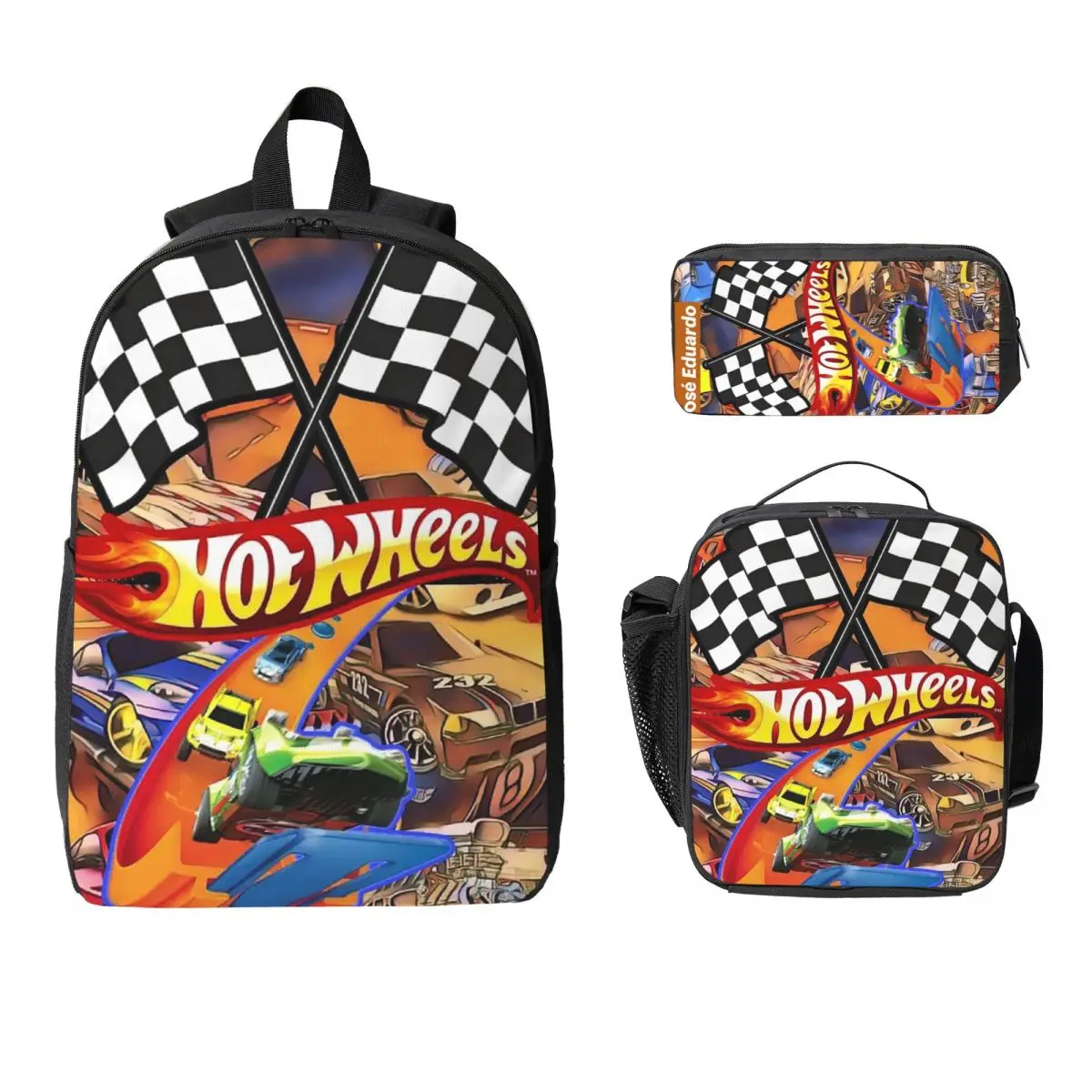

Hot Wheels Race Backpack Student Boys Girls BookBag School Bag Laptop Shoulder Bags 3ps Insulated Lunch Bag Pencil Case
