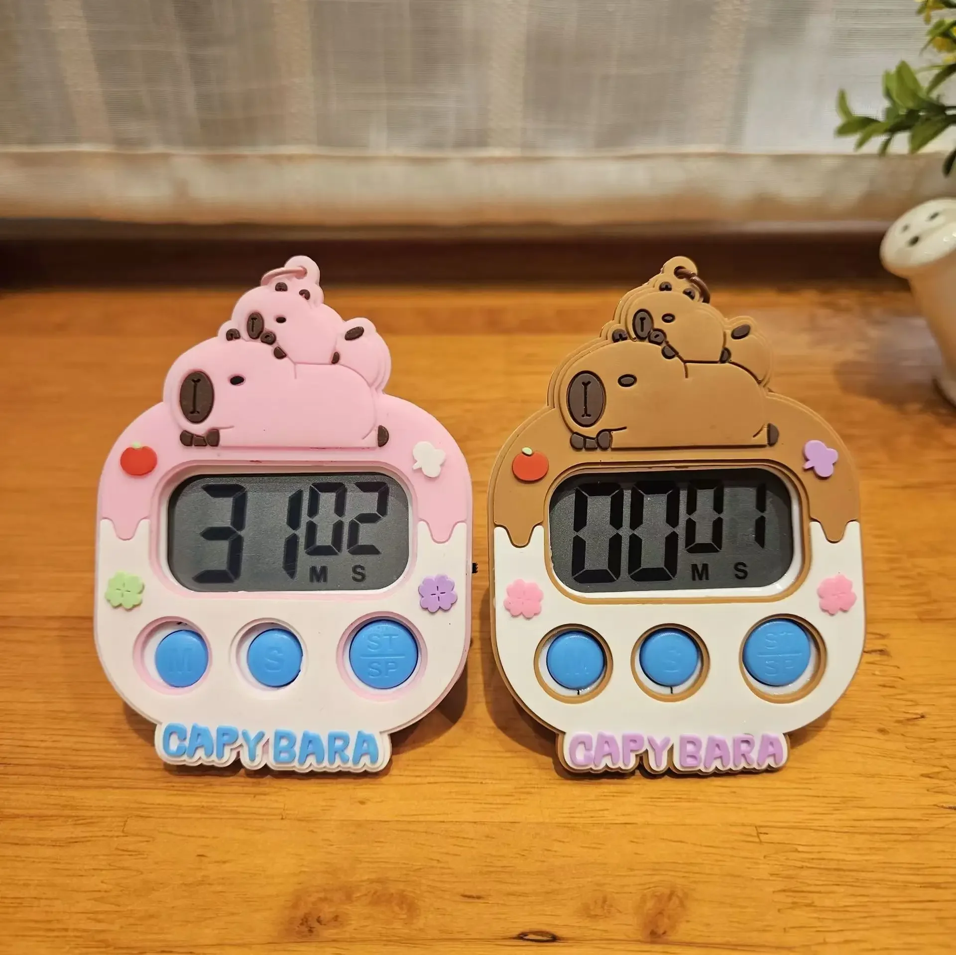 New Capybara Keychain Timer Children Portable Visual Time Management Electronic Stopwatch Timer Cartoon Kitchen Timer Reminder