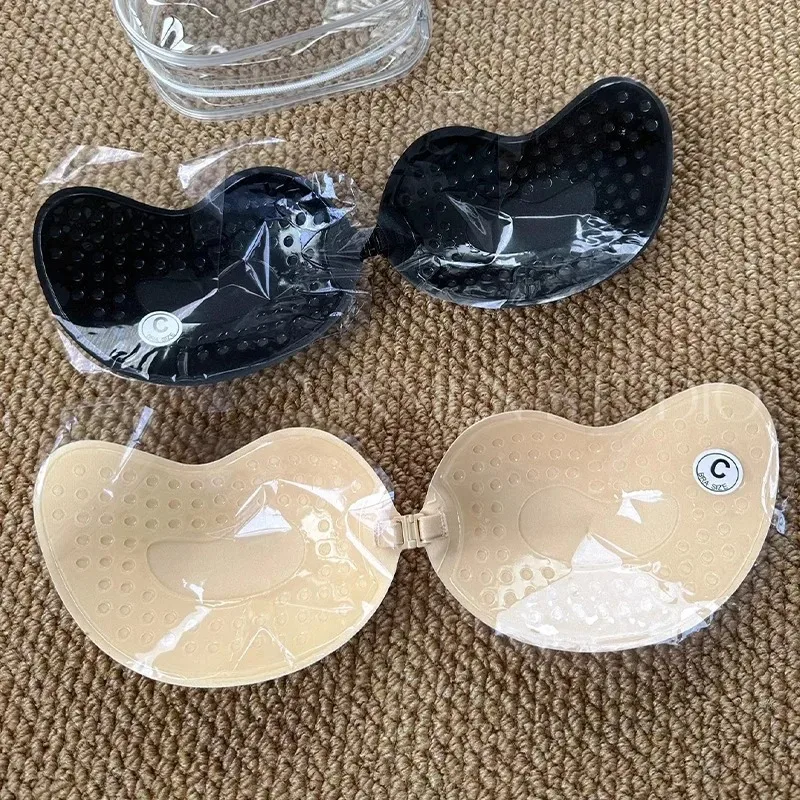 Manga invisível sem alças silicone capas de mamilo para as mulheres novo sutiã de verão remendos de peito fita push up sutiãs lingerie sem costura sutiãs