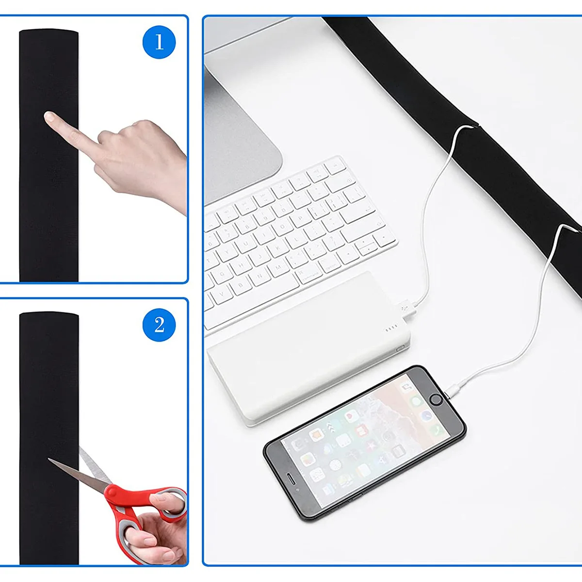 Cable Management Sleeve With Zipper Office Computer Power Cord Data Cable Storage And Sorting Winding Sleeve