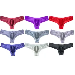 Man Shiny Silk Mini Bikini Briefs Underwear Enhance Bulge Pouch Panties Sexy Solid Underwear Bikini For Gentleman