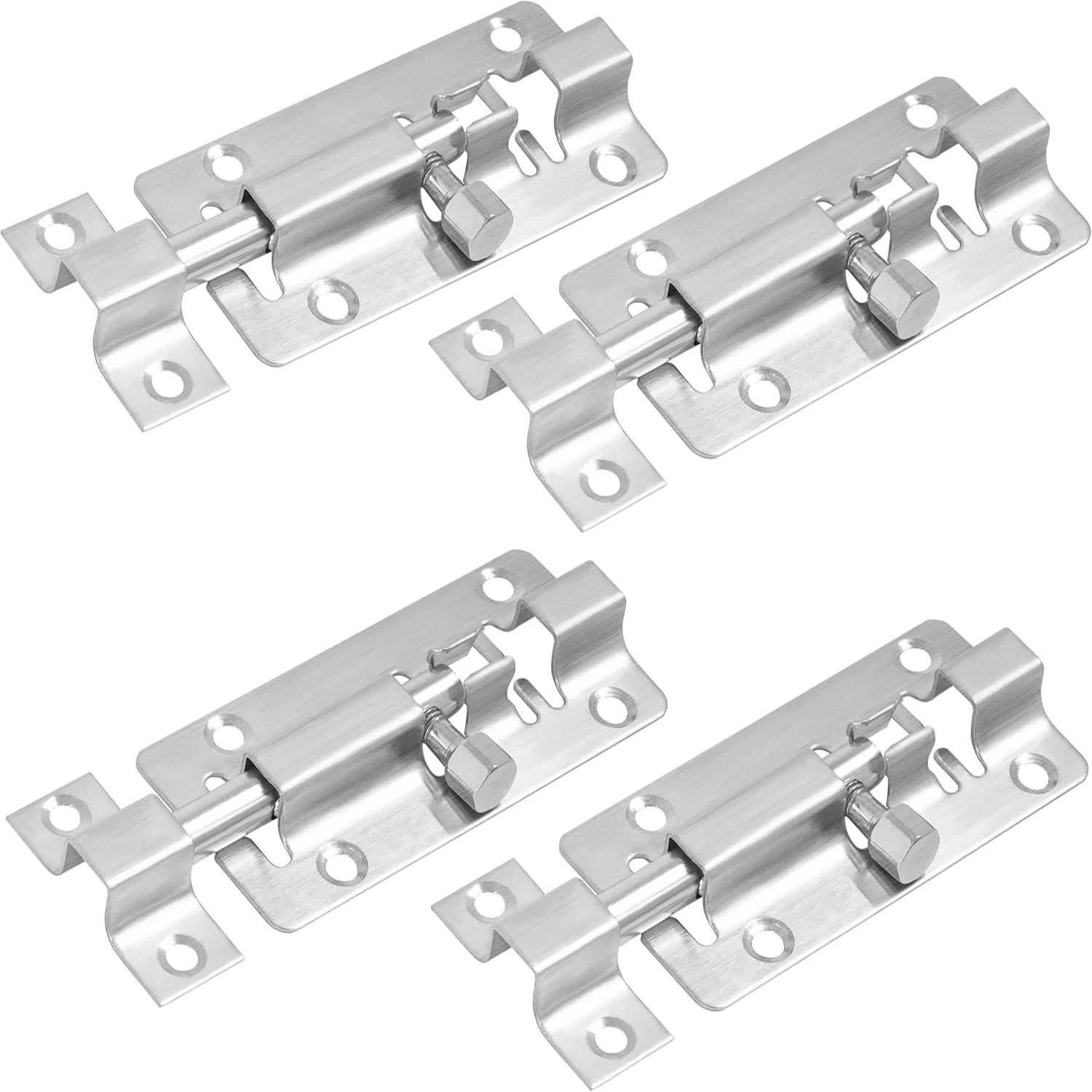 Door Latch Lock, 4 Pcs  Inches Barrel Bolt Door Latches Hardware, Thickened Stainless Steel Slide Lock with Mounting Screws by