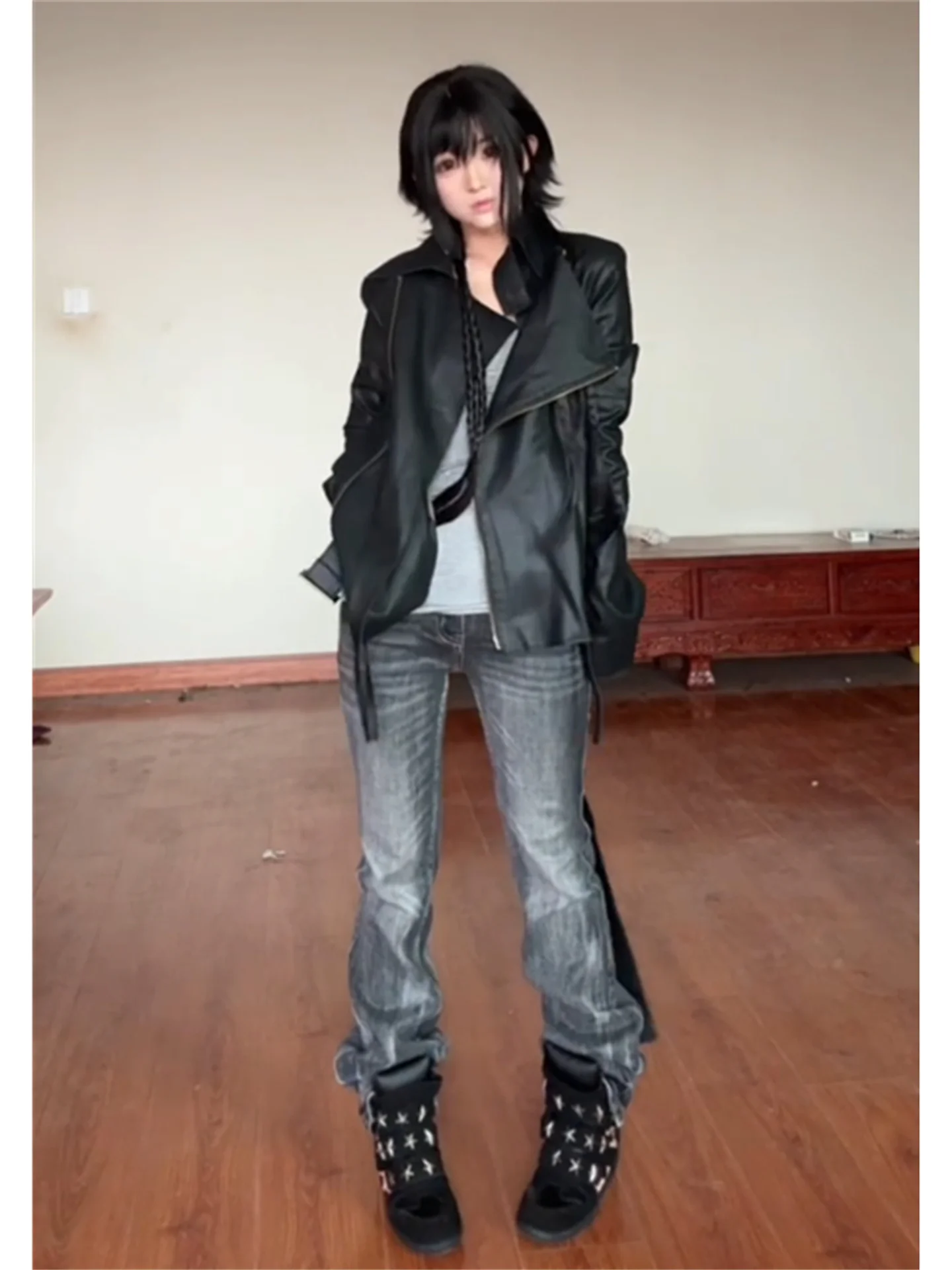 

Женские джинсы-клеш с низкой талией, облегающие, в стиле Y2K, черные, американский стиль, миллениум, сексуальные, для девушки, 90-е, обтягивающие, повседневные брюки