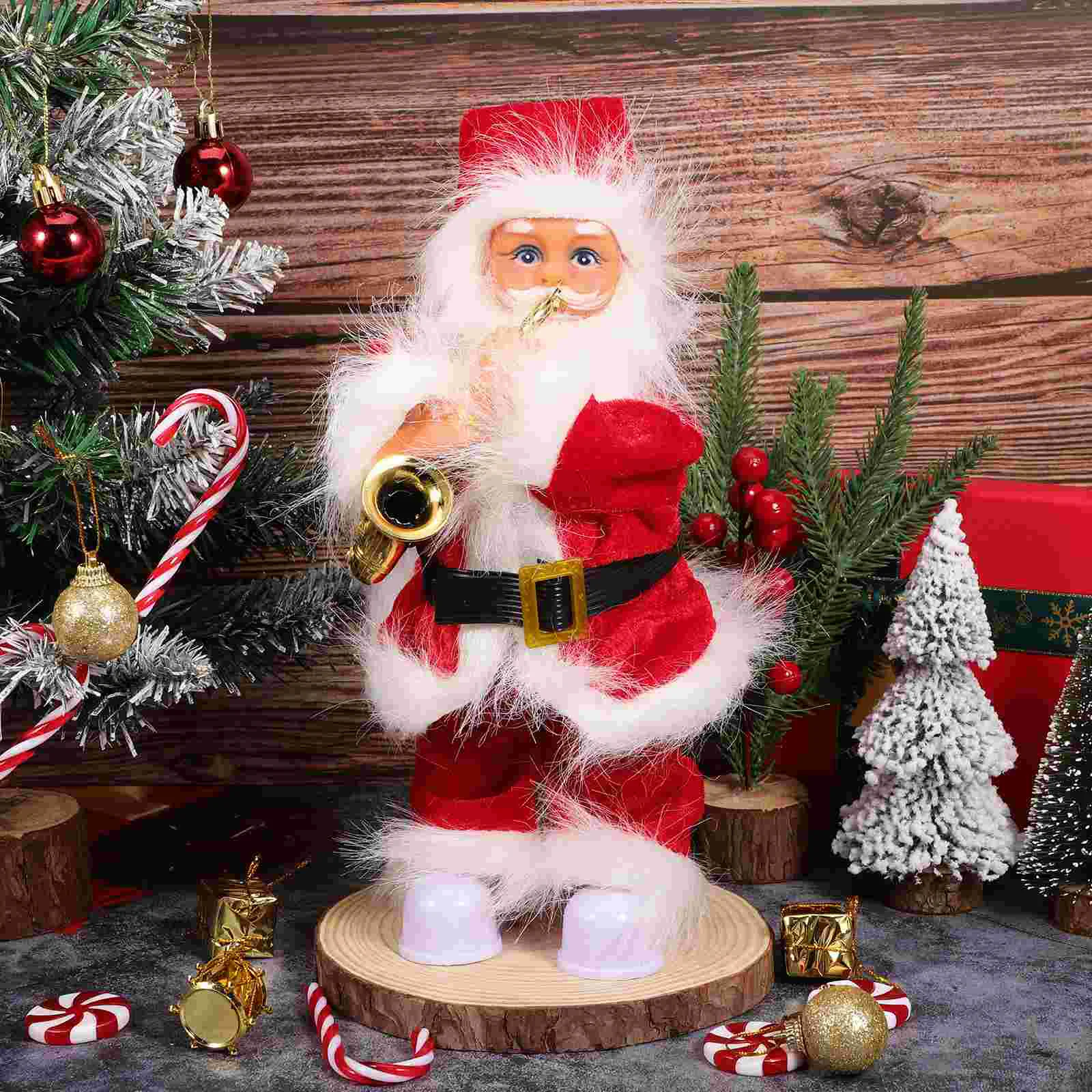 Stepping Santa Musical Moving Figure Powered Xmas Claus Play Saxophone Old Man Gifts