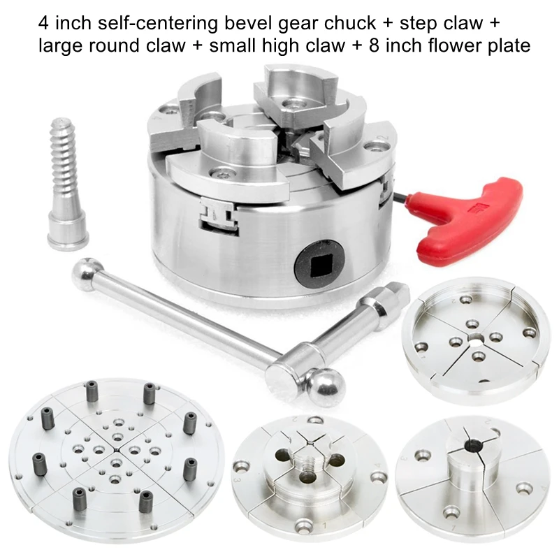 4 inch 6 inch self-centering linkage bevel gear chuck round claw 4 four-claw chuck woodworking lathe woodworking rotary chuck