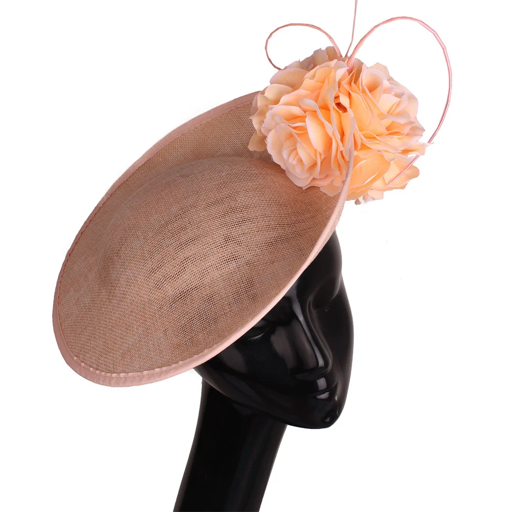 Gorgeous Formal Dress Wedding Fedora Cap Women Big Derby Headpiece Flower Fashion Fasinator Hat Handmade Occasion Millinery Cap