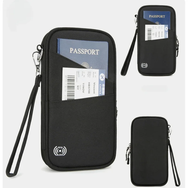 Porte-passeport familial et portefeuille de voyage, étui à fermeture éclair pour femmes et hommes, blocage RFID, document de voyage