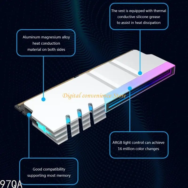 97Qa nhiệt bộ nhớ Tổ tản nhiệt Bộ tản nhiệt Vest argb ánh sáng tản nhiệt S -tản nhiệt Thiết kế nhôm nhiệt điện tản nhiệt