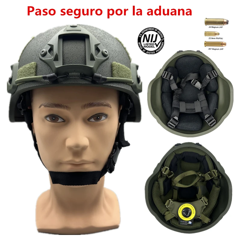 PE high shear ballistic helmet, tactical bulletproof helmet, MICH2000, with 2 suspension systems. Third generation, NIJ, IIIA