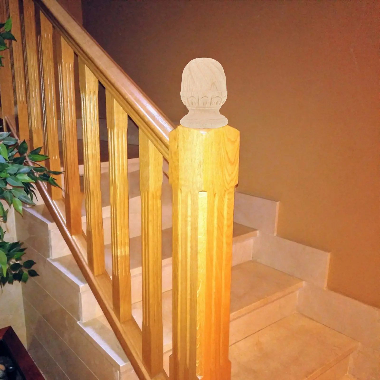 Premium Unfinished Wooden Finials Carved Design for Staircase Newel Posts Bedpost Tops Curtain Rod Ends DIY Home Decor Wooden