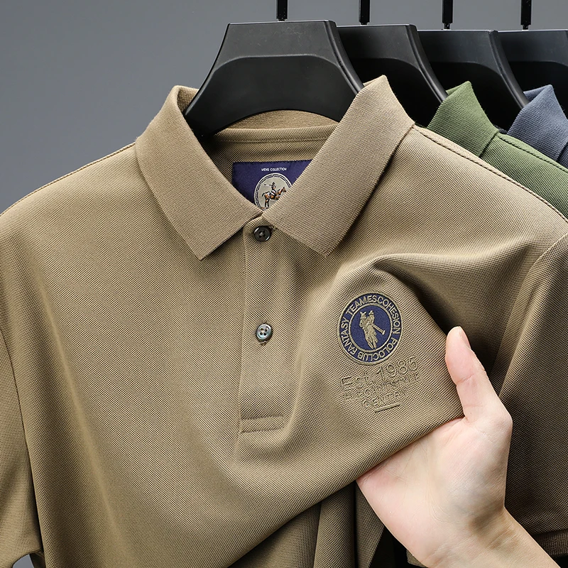 

Fashionable men's new short sleeve summer custom golf polo shirt designer exquisite brand embroidery business casual T-shirt top