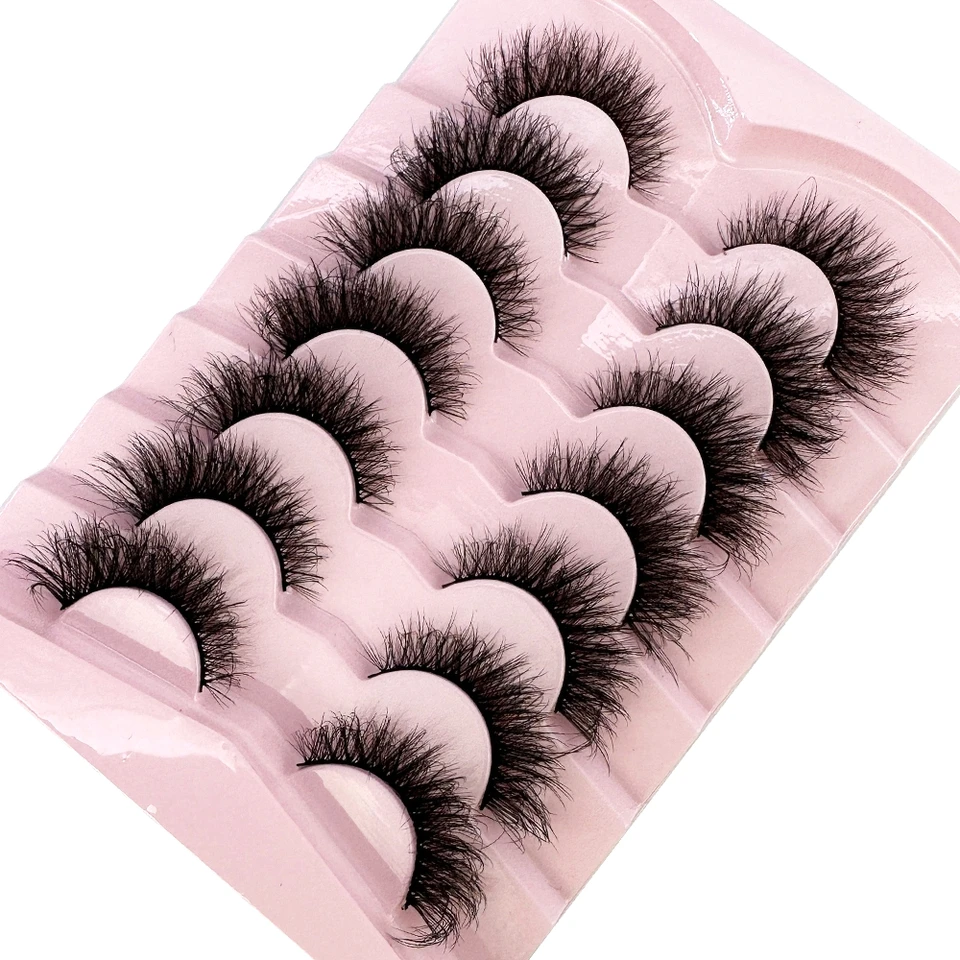7 Pares Tiras de Pestañas Rusas Naturales Esponjosas Mink 3D Postizas Volumen Esponjosas Extensiones Postizas Maquillaje 6