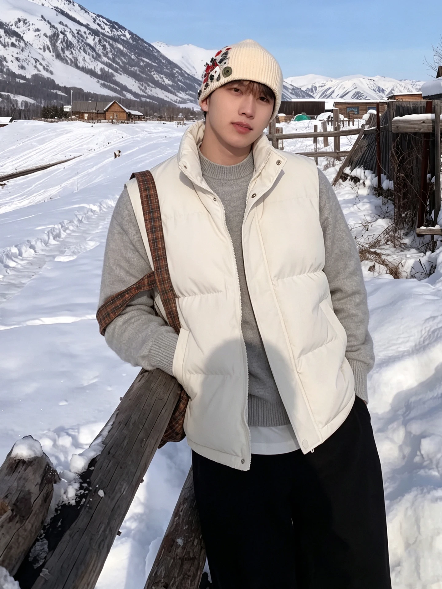 Men's Thickened Cotton Vest Stand Collar Outdoor Winter Jacket Inner Wear Fashion Casual Style Warmth Zipper Closure Backless