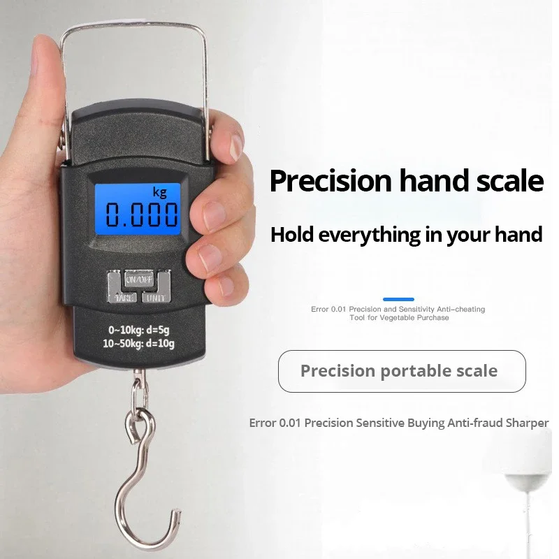 1pc Black 50kg Portable Electronic Portable Luggage Scale LCD Digital Display Screen Express Delivery Scale Hook Mini Scale