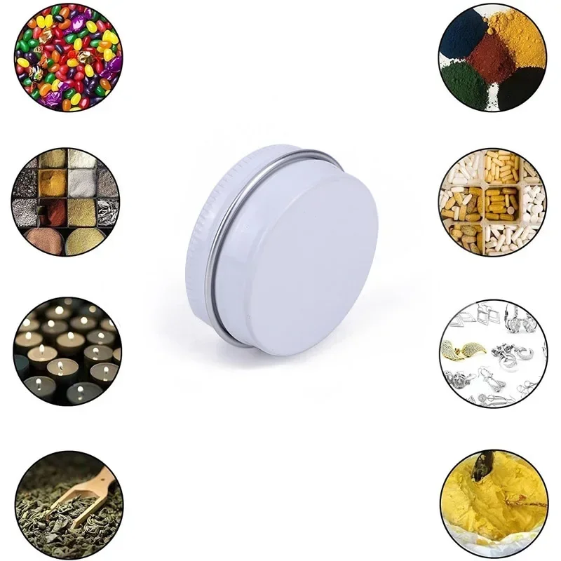 10/30pcs 10g 15g 30g 60g 80g White Empty Round Aluminum Box Tins Lip Balm Cosmetic Container Cream Candle Jar Refillable Bottles