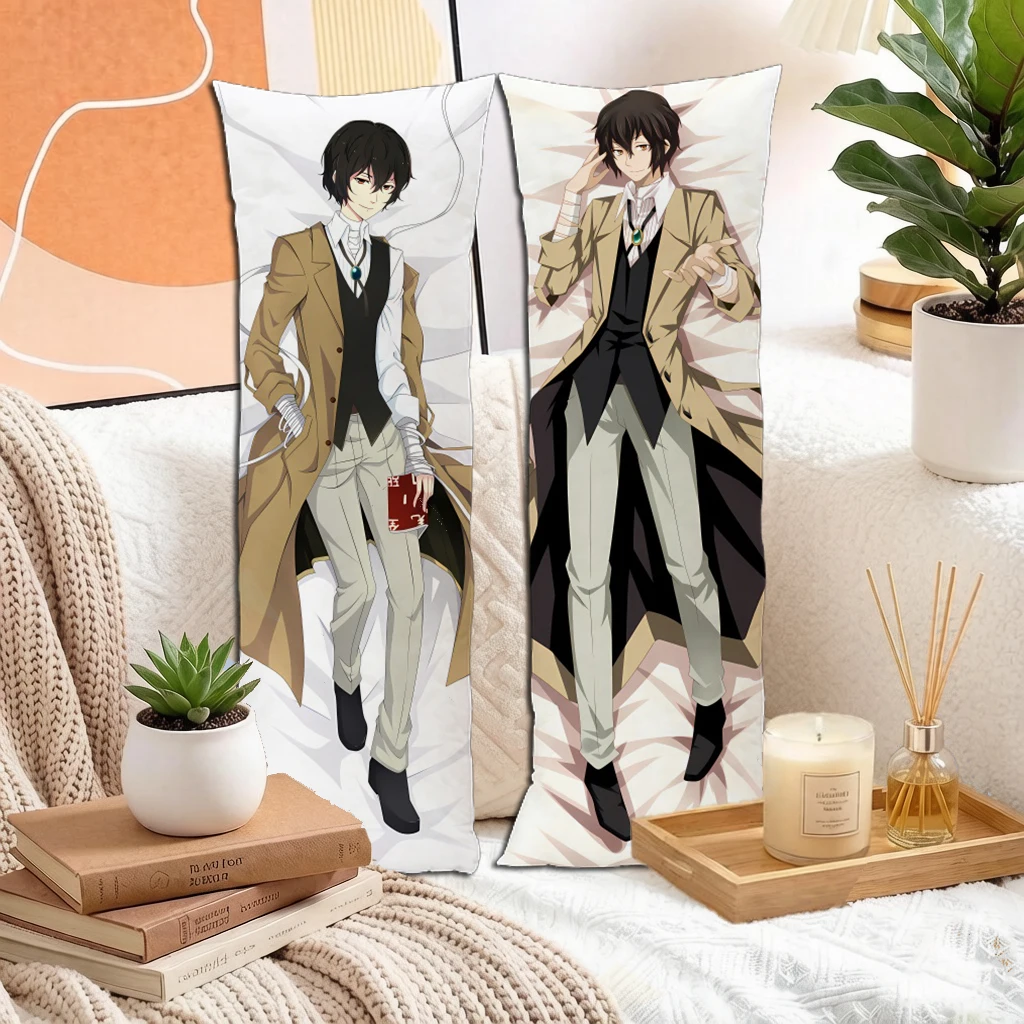 Anime Black Hair Hazel Eyes Sand Coat Bandaged Boy Dakimakura Pillowcase Double Sided Long Body Pillow Cover For Otaku
